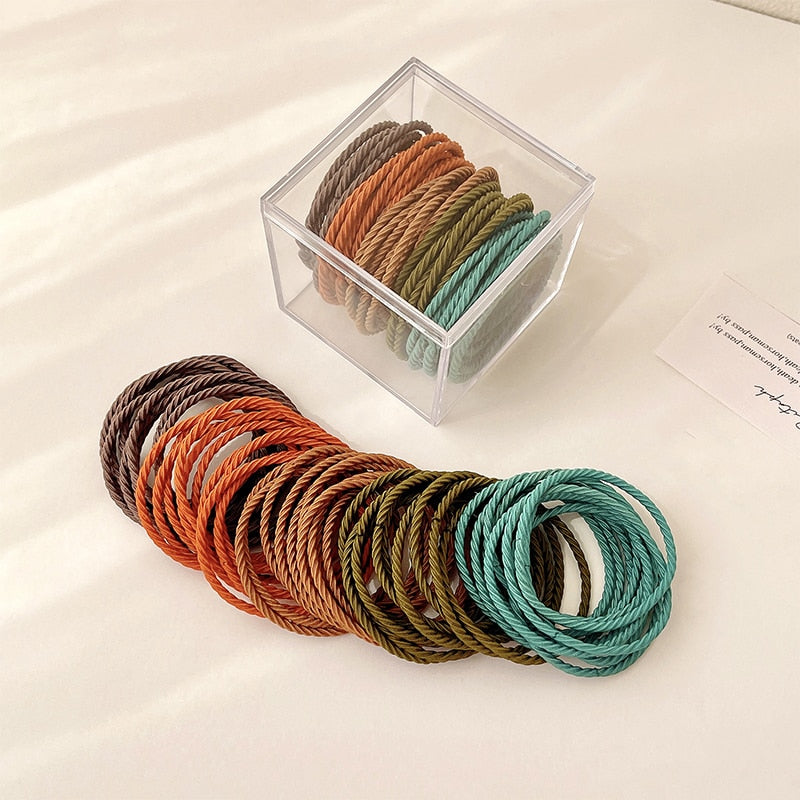 50/100 Pcs/Bag Women Girls Colors Soft 5 cm Scrunchies Elastic Hair Band Lady Lovely Solid Rubber Bands Female Hair Accessories daiiibabyyy