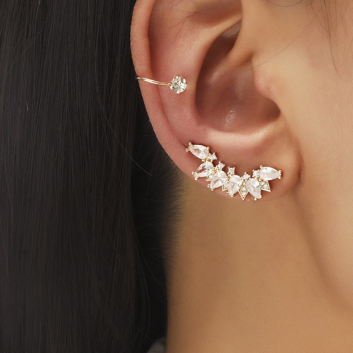 Bohemian NO Piercing Crystal Rhinestone Ear Cuff Earrings for Women Wrap Stud Clip Earrings Girl Trendy Earrings Jewelry Bijoux daiiibabyyy