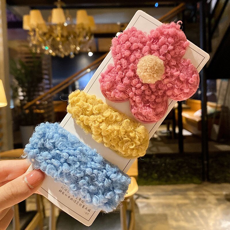 3 Pcs/Set Children Cute Nylon Knitting Flower Fruit Ornament Hair Clips Girl Lovely Soft Barrettes Hairpins Kid Hair Accessories daiiibabyyy