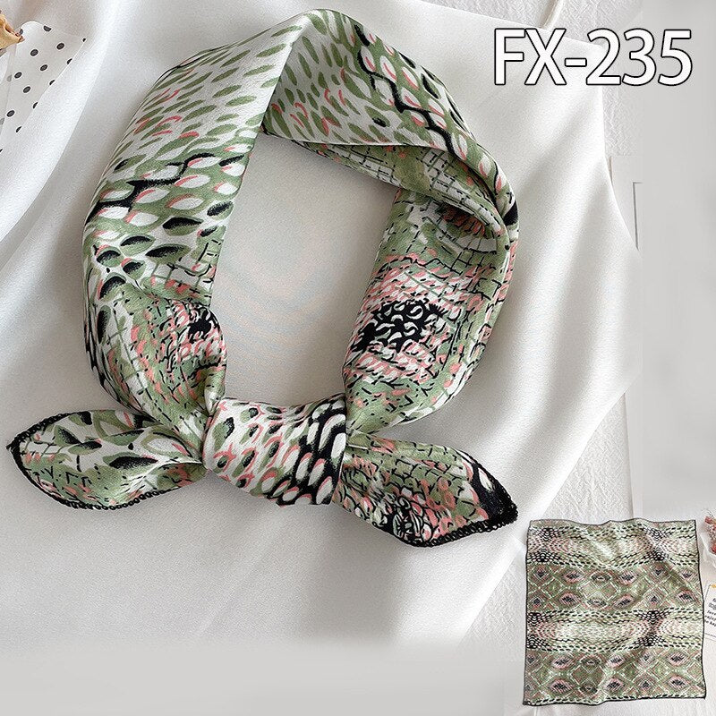 50x50cm Square Silk Hair Scarf Women Headband Fashion Print Neck Scarfs Office Hair Band Hand Kerchief Female Bandana daiiibabyyy