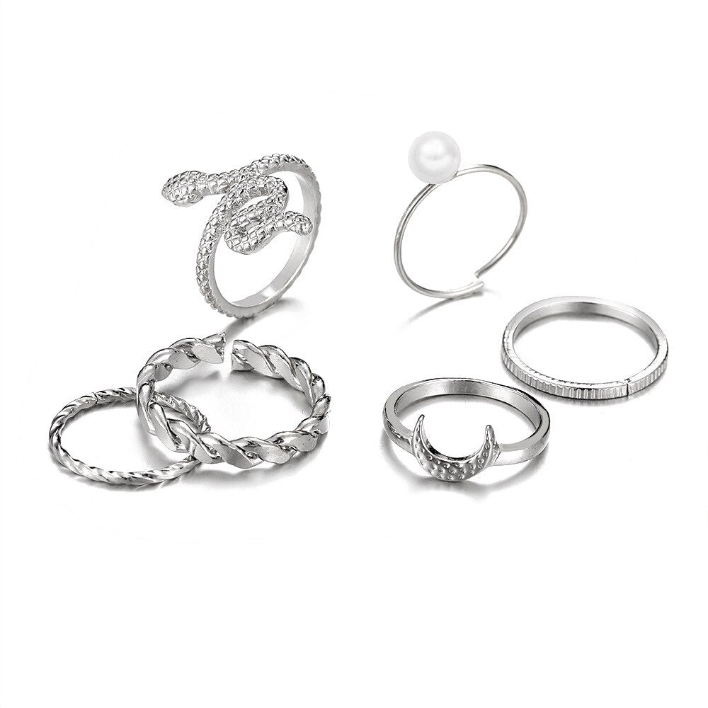 4-8Pcs/set Punk Finger Rings Minimalist Smooth Gold/Silver Geometric Metal Rings for Women Girls Party Jewelry Bijoux Femme daiiibabyyy