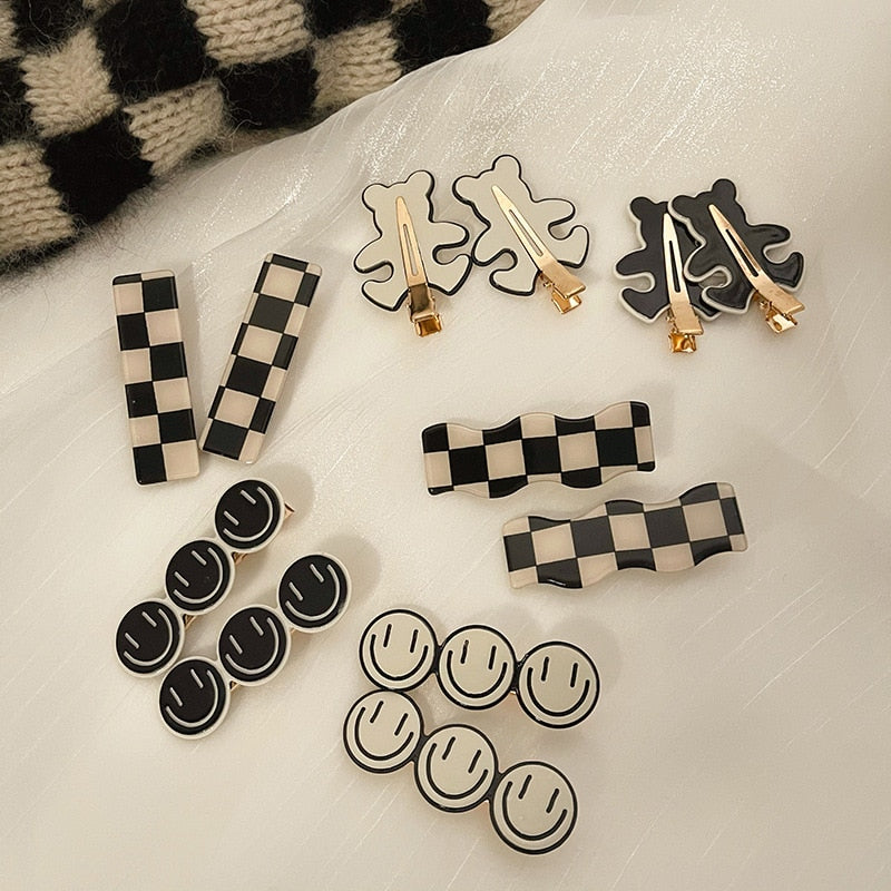 2PC Women Fashion Plaid Hair Clips Long Barrettes Seamless Hairpin for Women Girls Korean Fashion Hair Pin Hair Accessories Gift daiiibabyyy