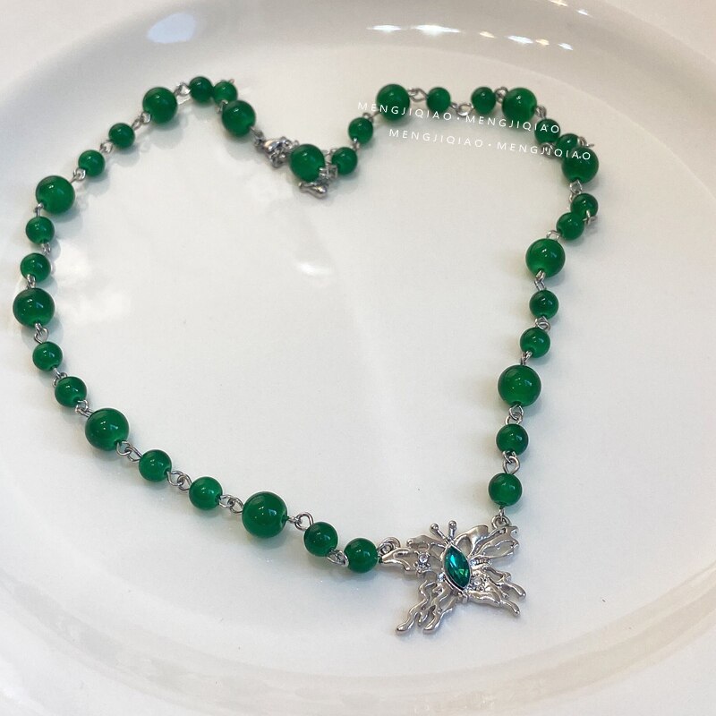 Vintage Green Purple Crystal Rhinestone Opening Finger Knuckle Rings Charm Opal Beads Necklace Girls Party Gift Fashion Jewelry daiiibabyyy