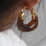 AENSOA Trendy Hyperbole Transparent Resin Geometric U Shape Golden Copper Earrings for Women Punk Clear Green Acrylic Earrings daiiibabyyy