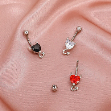 Navel Belly Piercing Button Ring Zircon Sense of Luxury Flowers Love Heart Decor Piercing Navel Nail Sexy for Women Body Jewelry daiiibabyyy