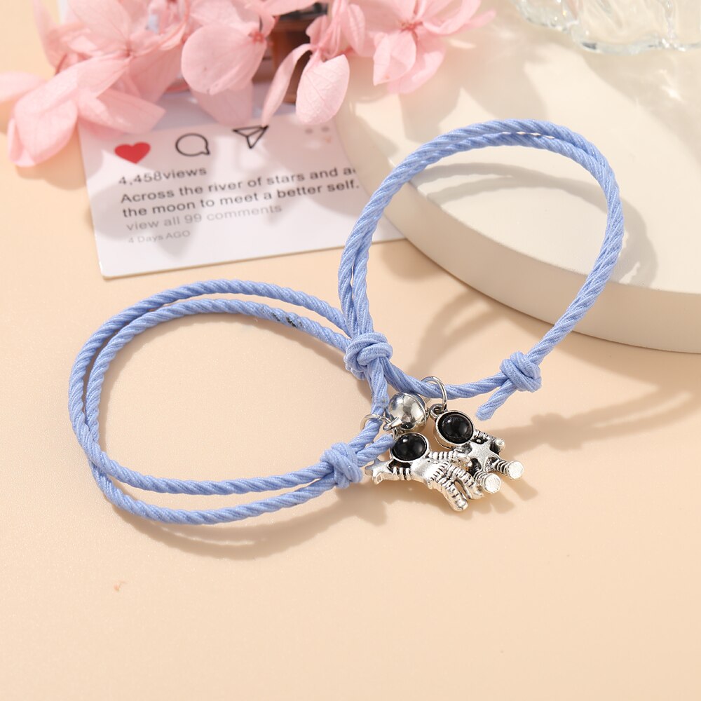 2pcs Star Moon Magnetic Couple Bracelet Set for Men Women Trendy Handmade Rope Chain Friendship Bracelet Adjustable Jewelry daiiibabyyy