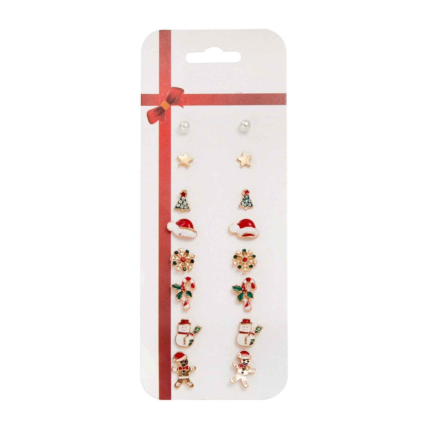 8pair/set Christmas Earrings Cute Santa Claus Snowman Christmas Tree Bell Stud Earrings For Women Fashion Party Jewelry Gifts daiiibabyyy