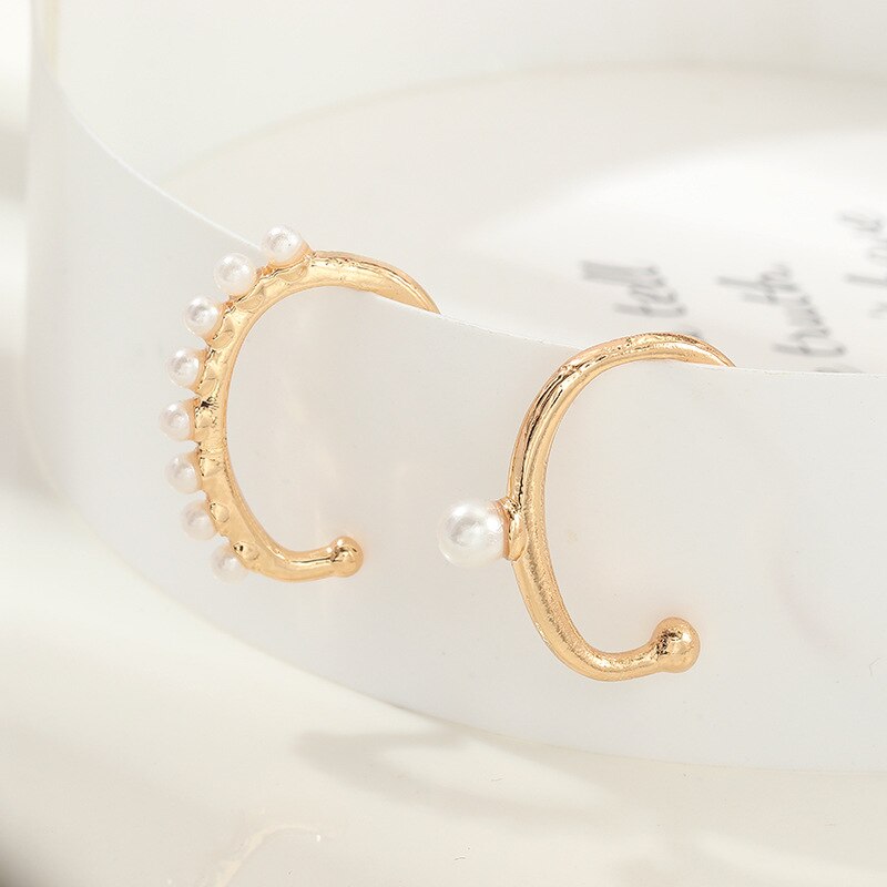 3Pcs/Set Pearl Zircon Clip on Earrings Ear Cuffs Stackable Earrings for Women NO Pierced Cartilage Earring Earcuffs Accessories daiiibabyyy