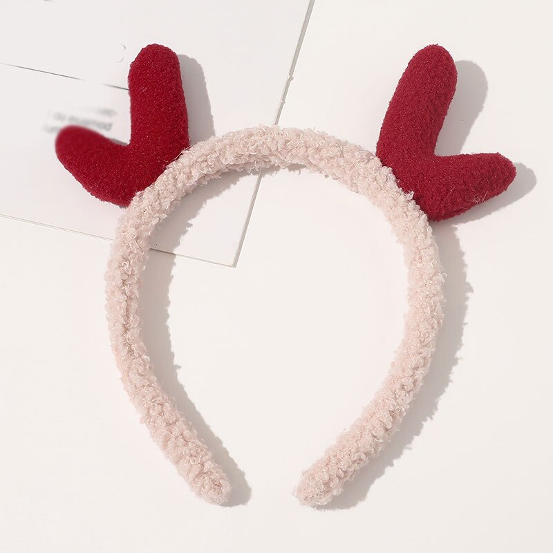 Autumn Winter Fleece Head Hoop For Women Children Cartoon Antlers Hair Hoop Fashion Xmas Hair Accessories Plush Simple Headband daiiibabyyy