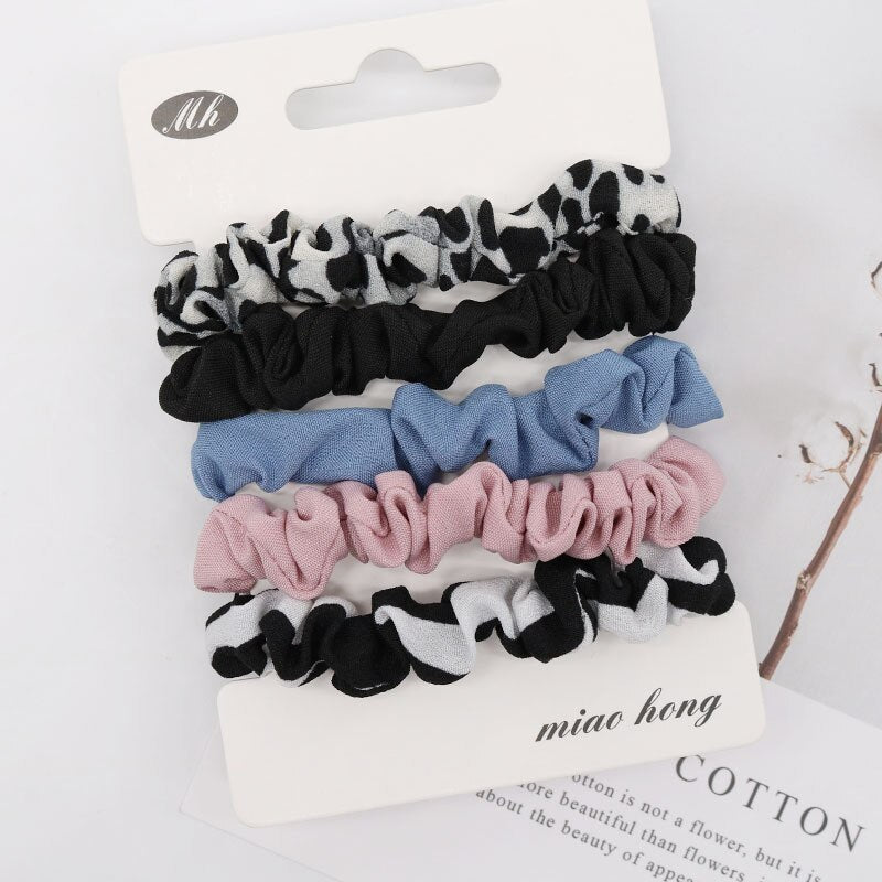 5Pcs Scrunchies Hairband Hair Tie Women for Hair Accessories Satin Scrunchies Stretch Ponytail Holders Handmade Gift Heandband daiiibabyyy