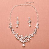 White Pearl Earrings Necklace Set Wedding Bridal Jewelry Set for Women Crown and Tiara Pearl Necklace and Earring Sets Jewellery daiiibabyyy