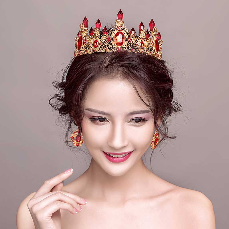 Baroque King Princess Bridal Wedding Crown Bride Big Crystal Gold Tiaras and Crowns Birthday Pageant Quinceanera Crowns daiiibabyyy