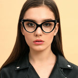 Cat eye glasses frame ladies fashion Brand designer eye glasses frames for women Sexy Oversized Metal Frame Lady Eyewear