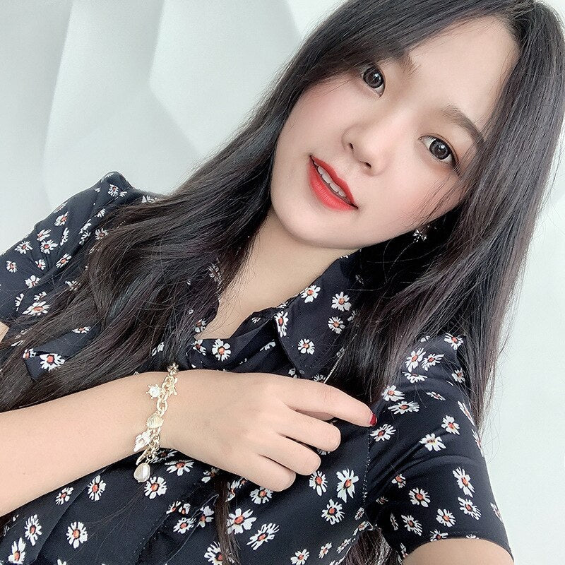 Bracelet for Women Fashion Shell Pearl Pendant Bracelet Light Luxury Double Crystal Bracelet Jewelry Accessories Wholesale daiiibabyyy