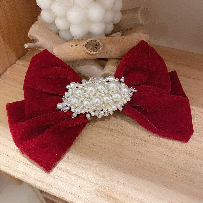 Bow Hair Clips Pearl Hair Clips Headdresses Temperament Korean Version Sweet Girly Heart Hairpins Small Fresh Hair Accessories daiiibabyyy