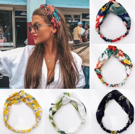 Bohemian Retro Print Turban Hairband Cross Turban for Girl Ladies Headband Hair Accessories daiiibabyyy