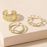 3pcs Fashion Jewelry Rings Set Hot Selling Metal Copper Hollow Round Opening Women Finger Ring For Girl Lady Party Wedding Gifts daiiibabyyy