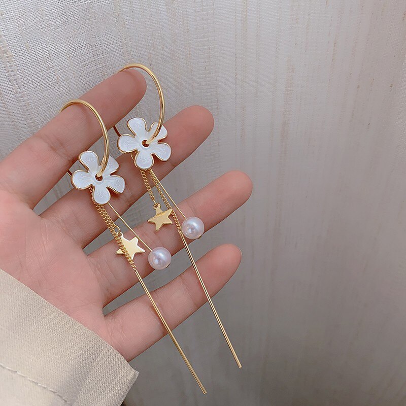 Alloy Earrings for Women Fashion Long retro Tassel Jewelry Pearl Earrings Jewelry accessories Wholesale daiiibabyyy