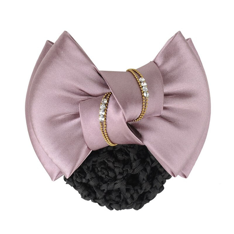 Bow Hair Ribbon Bun Cover Satin Net Bank Hotel Stewardess Hair Pin Headbands Fashionable And Dignified Women's Hair Accessories daiiibabyyy