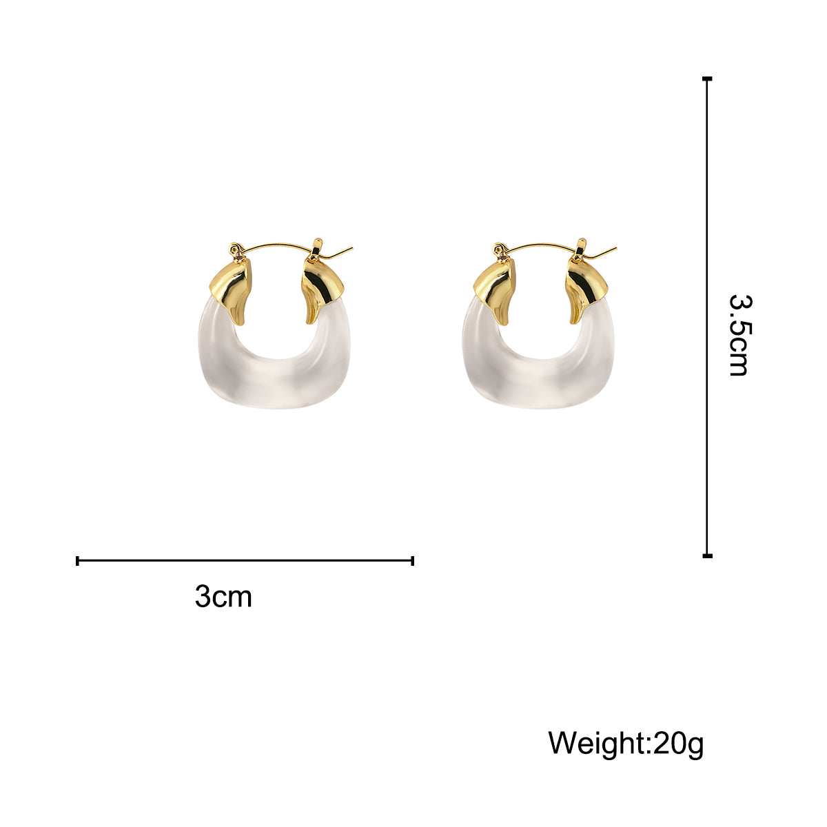 AENSOA Trendy Hyperbole Transparent Resin Geometric U Shape Golden Copper Earrings for Women Punk Clear Green Acrylic Earrings daiiibabyyy