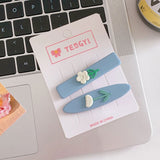 2PCS/Set Flower Shape Metal Hairpin Female Popular Summer Fashionable Likable Multi-color Tulip Clip Simple Daily Pretty Jewelry daiiibabyyy