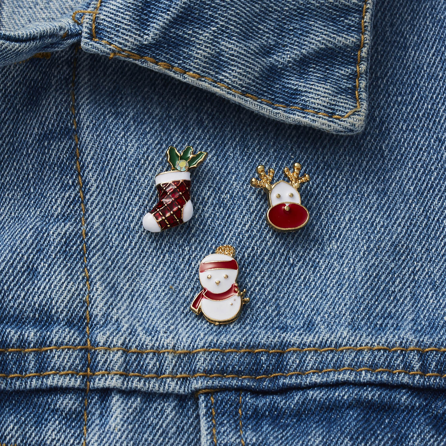 3pcs/set Merry Christmas Brooches Snowflake Tree Elk Socks Enamel Badge Small Brooch Women Fashion Party Jewelry  Xmas Gifts daiiibabyyy