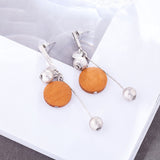 Wooden Silver Color Earrings for Women Vintage Jewelry Dangle Pendientes 2 Female Hanging Statement Fashion Drop Earrings Gifts