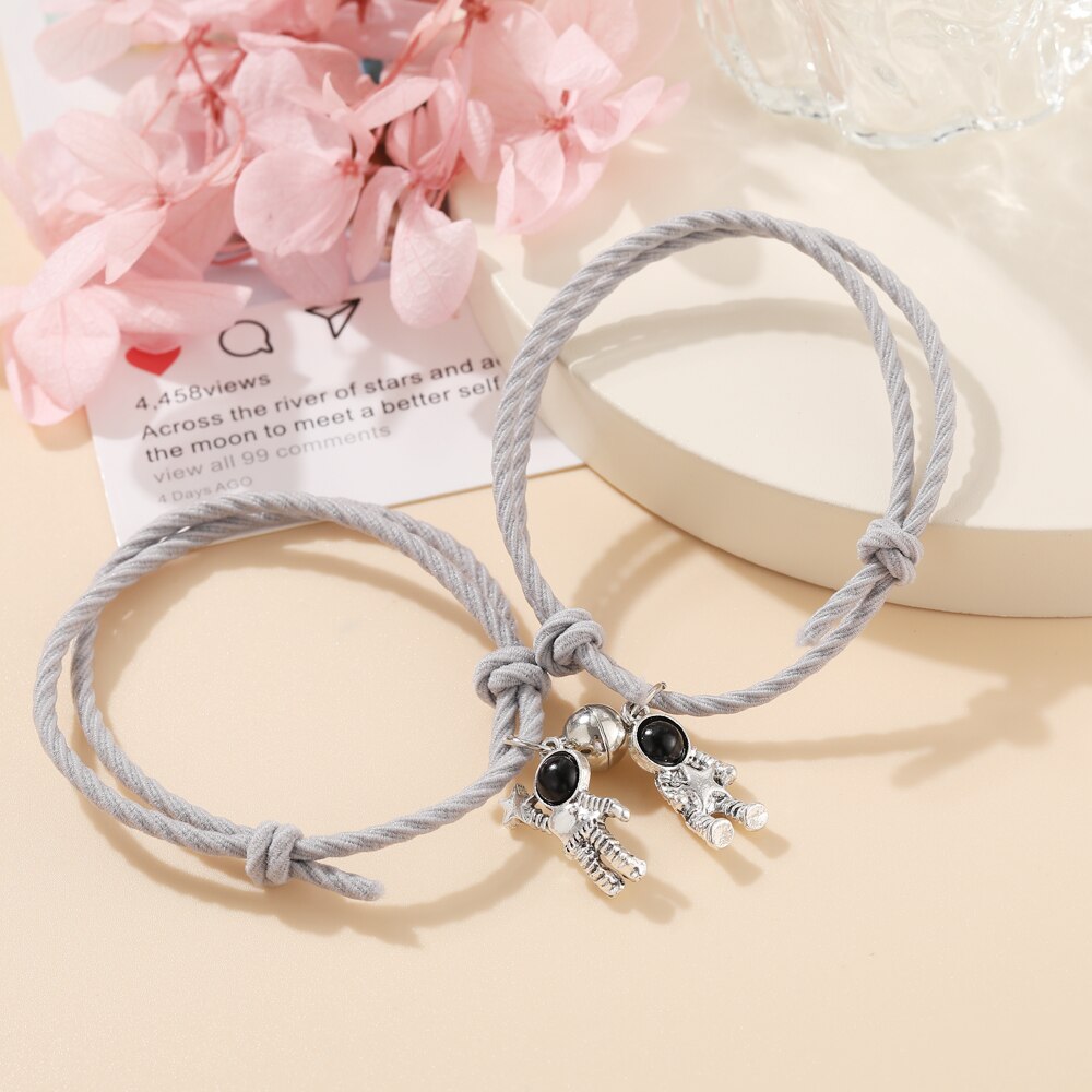 2pcs Star Moon Magnetic Couple Bracelet Set for Men Women Trendy Handmade Rope Chain Friendship Bracelet Adjustable Jewelry daiiibabyyy