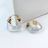 AENSOA Trendy Hyperbole Transparent Resin Geometric U Shape Golden Copper Earrings for Women Punk Clear Green Acrylic Earrings daiiibabyyy