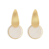 AENSOA Fashion Round Pearl Shell Earrings Simple Natural Drop Earrings For Women Geometric Gold Color Statement Earring Jewelry daiiibabyyy
