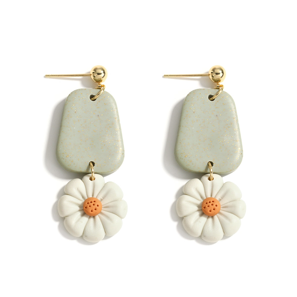 AENSOA Multiple Fashion Handmade Polymer Clay Earrings Multicolor Geometric Round Circle Flowers Drop Pendant Layered Earrings daiiibabyyy