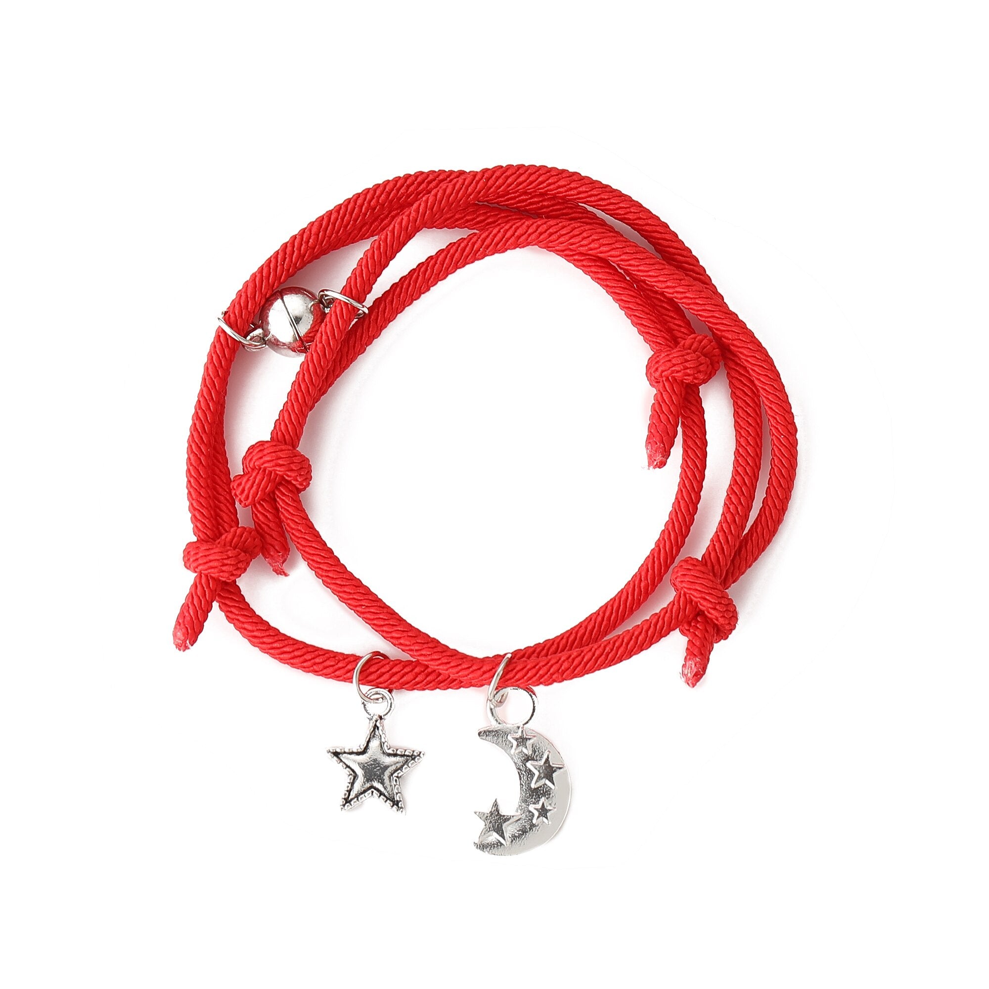 2pcs Star Moon Magnetic Couple Bracelet Set for Men Women Trendy Handmade Rope Chain Friendship Bracelet Adjustable Jewelry daiiibabyyy