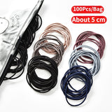 50/100 Pcs/Bag Women Girls Colors Soft 5 cm Scrunchies Elastic Hair Band Lady Lovely Solid Rubber Bands Female Hair Accessories daiiibabyyy