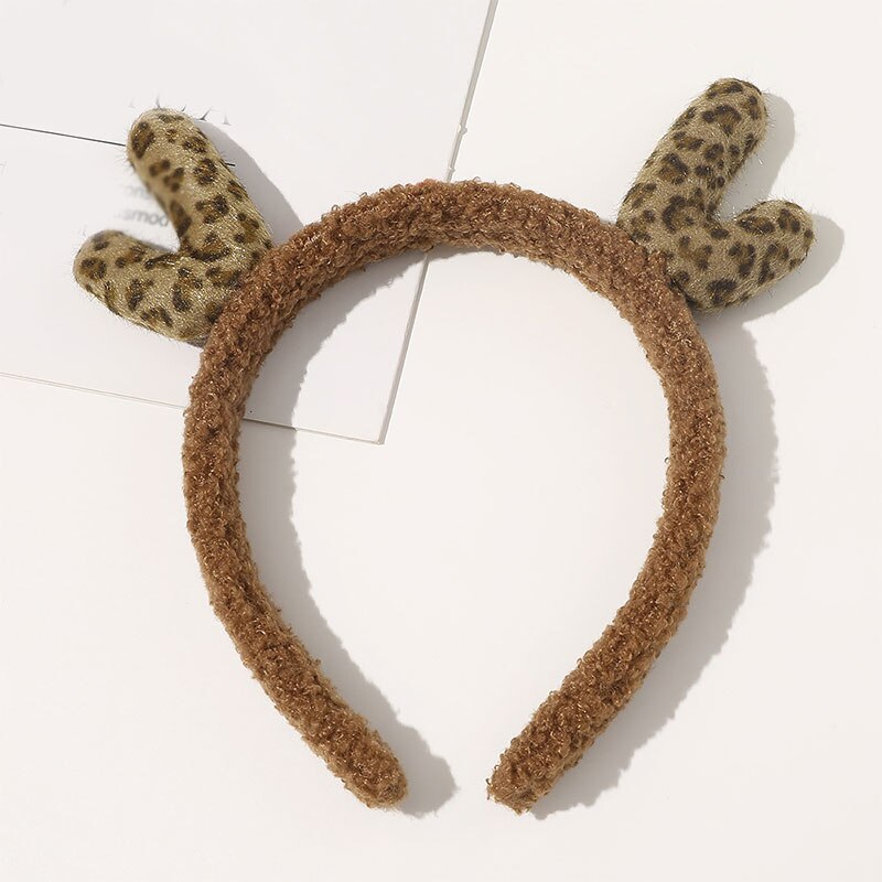 Autumn Winter Fleece Head Hoop For Women Children Cartoon Antlers Hair Hoop Fashion Xmas Hair Accessories Plush Simple Headband daiiibabyyy