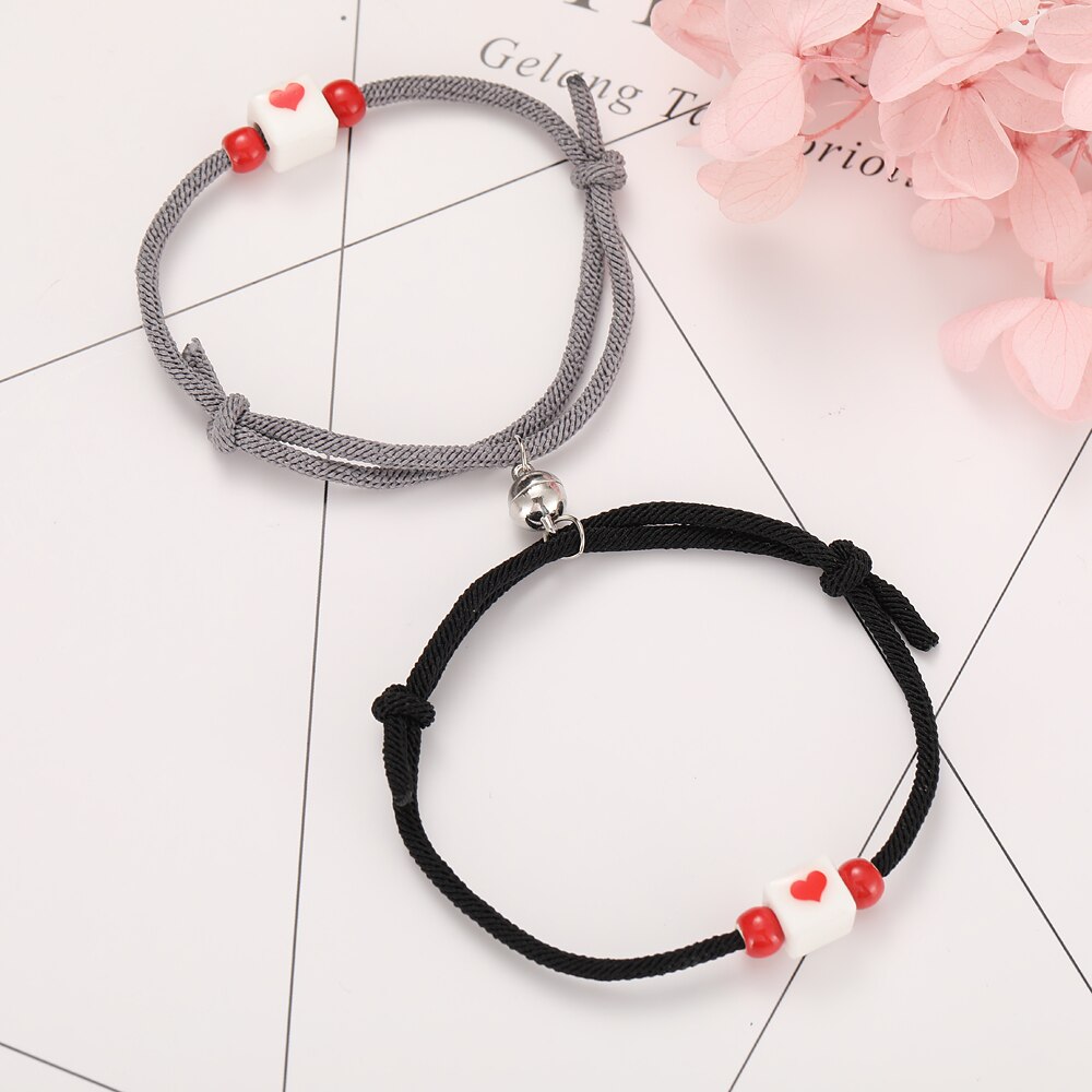 2pcs Star Moon Magnetic Couple Bracelet Set for Men Women Trendy Handmade Rope Chain Friendship Bracelet Adjustable Jewelry daiiibabyyy
