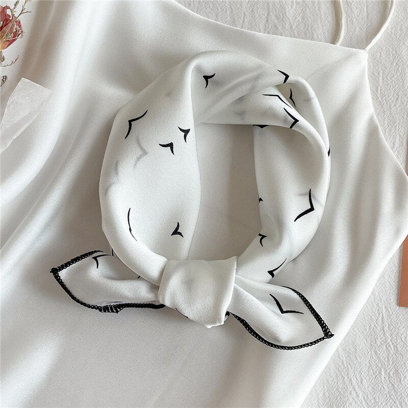 50x50cm Square Silk Hair Scarf Women Headband Fashion Print Neck Scarfs Office Hair Band Hand Kerchief Female Bandana daiiibabyyy