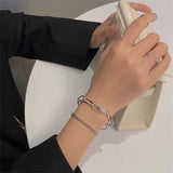 Bracelet for Women Fashion Crystal Chain Double Bracelet Hip Hop Simple Geometry Bracelet Jewelry Accessories Wholesale daiiibabyyy