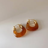 AENSOA Trendy Hyperbole Transparent Resin Geometric U Shape Golden Copper Earrings for Women Punk Clear Green Acrylic Earrings daiiibabyyy