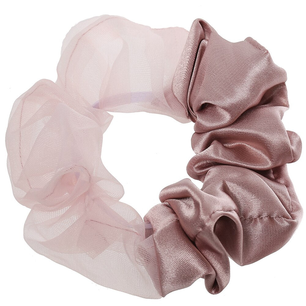 3.9 inch Women Silk Scrunchie Elastic Handmade Multicolor Hair Band Ponytail Holder Headband Hair Accessories daiiibabyyy