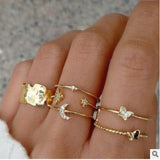 Bohemian Geometric Rings Sets Crystal Star Moon Flower Butterfly Constellation Knuckle Finger Ring Set For Women Fashion Jewelry daiiibabyyy