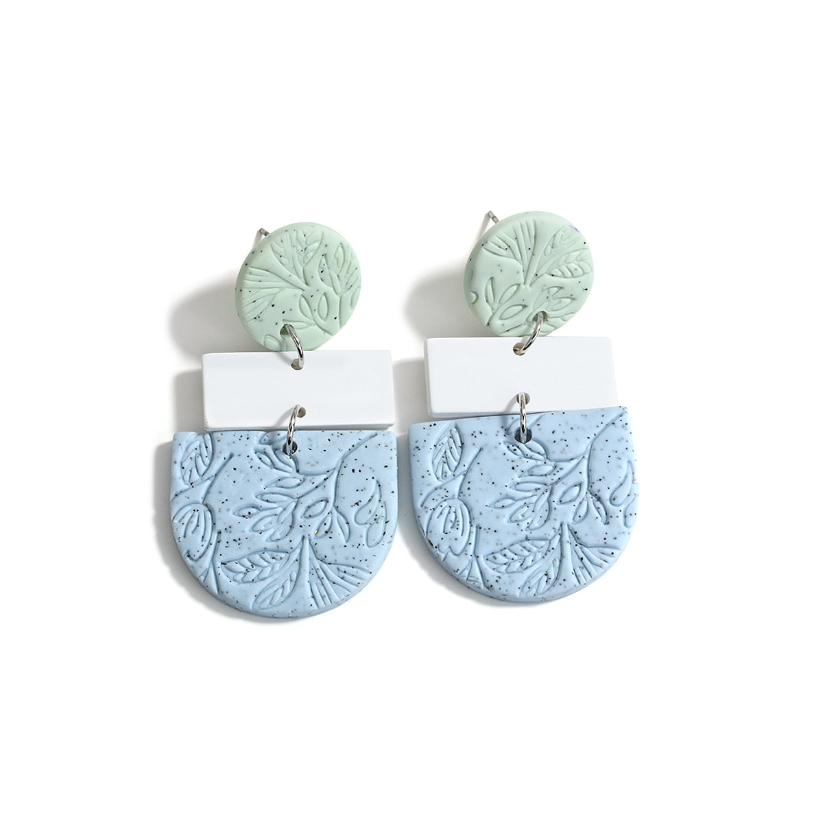 AENSOA Multiple Fashion Handmade Polymer Clay Earrings Multicolor Geometric Round Circle Flowers Drop Pendant Layered Earrings daiiibabyyy