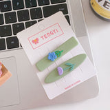 2PCS/Set Flower Shape Metal Hairpin Female Popular Summer Fashionable Likable Multi-color Tulip Clip Simple Daily Pretty Jewelry daiiibabyyy