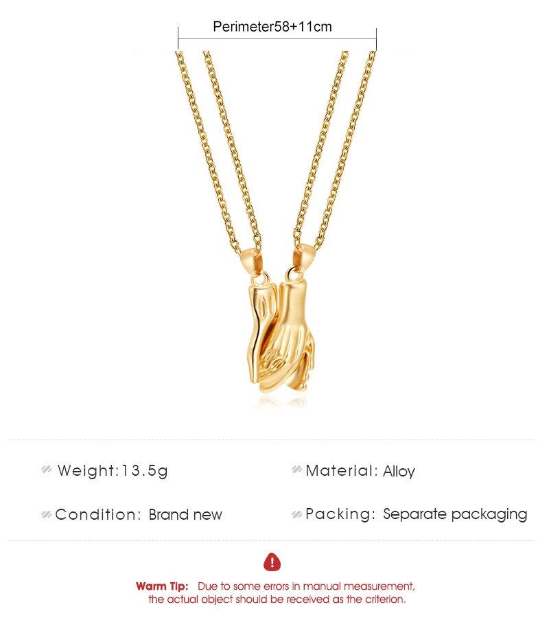 2Pcs Hold Hands Magnetic Couple Necklace Lovers Hand In Hand Pendant Necklace for Women Men Fashion Jewelry Gift 2022 New Trend daiiibabyyy