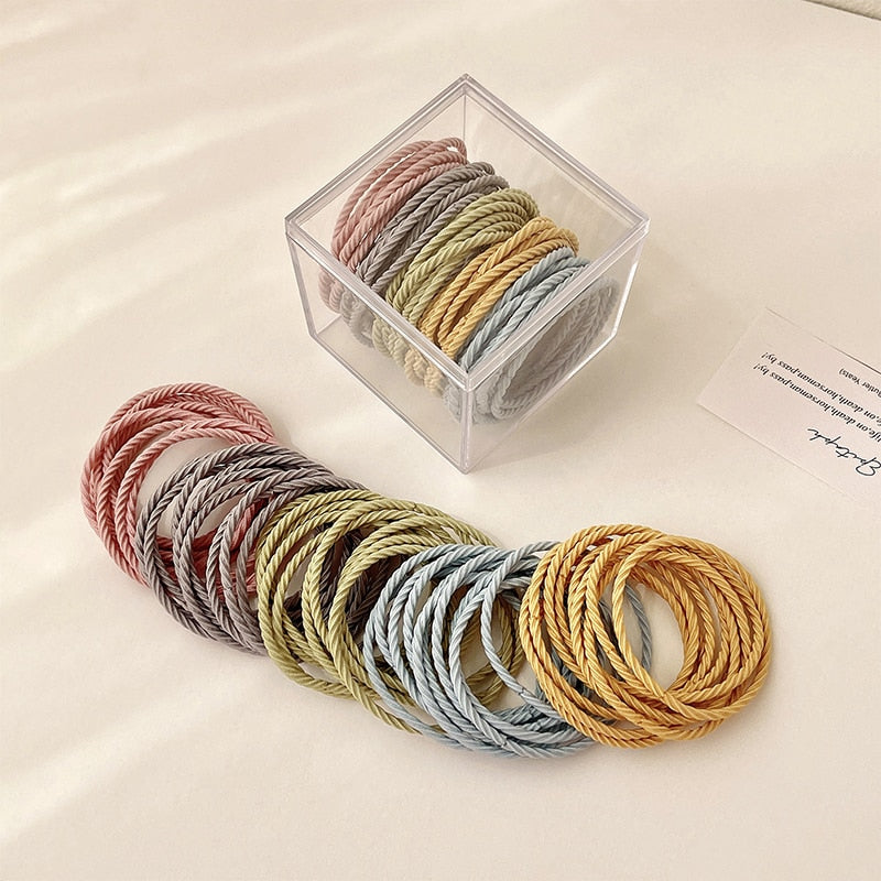 50/100 Pcs/Bag Women Girls Colors Soft 5 cm Scrunchies Elastic Hair Band Lady Lovely Solid Rubber Bands Female Hair Accessories daiiibabyyy