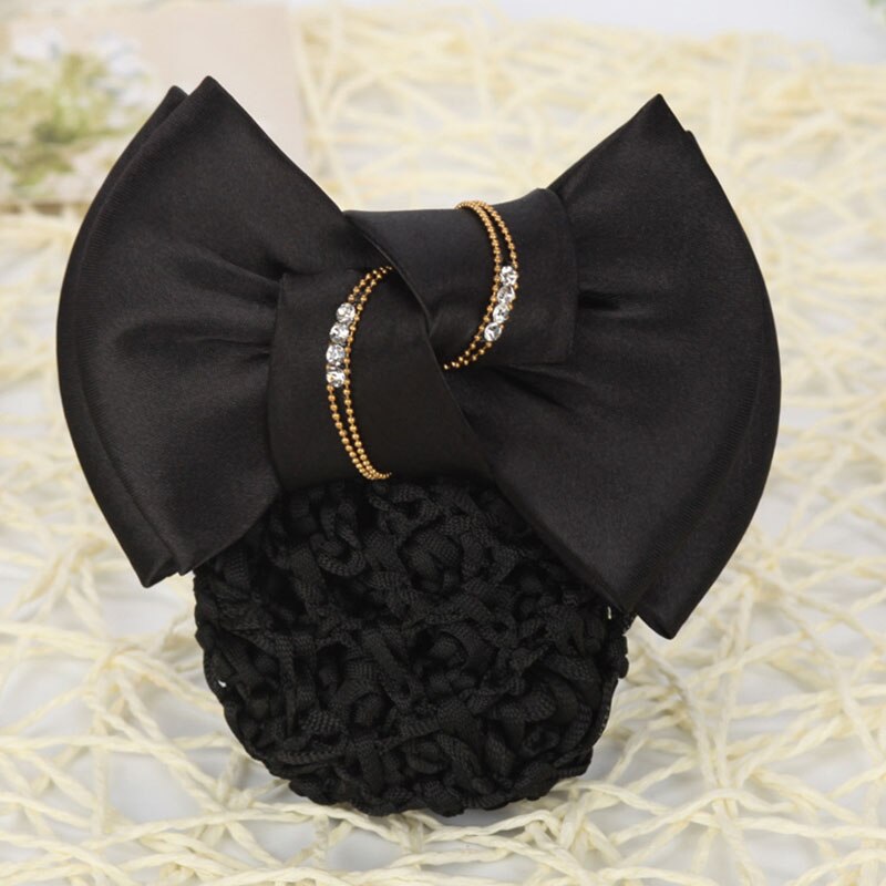 Bow Hair Ribbon Bun Cover Satin Net Bank Hotel Stewardess Hair Pin Headbands Fashionable And Dignified Women's Hair Accessories daiiibabyyy