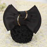 Bow Hair Ribbon Bun Cover Satin Net Bank Hotel Stewardess Hair Pin Headbands Fashionable And Dignified Women's Hair Accessories daiiibabyyy