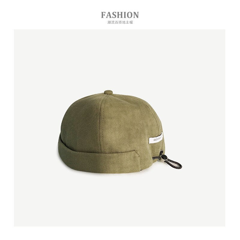Adjustable Brimless Hat Cotton Hip Hop Caps Docker Sailor Biker Cap Men Women Casual Brimless Skull Beanie Hat Solid Color daiiibabyyy