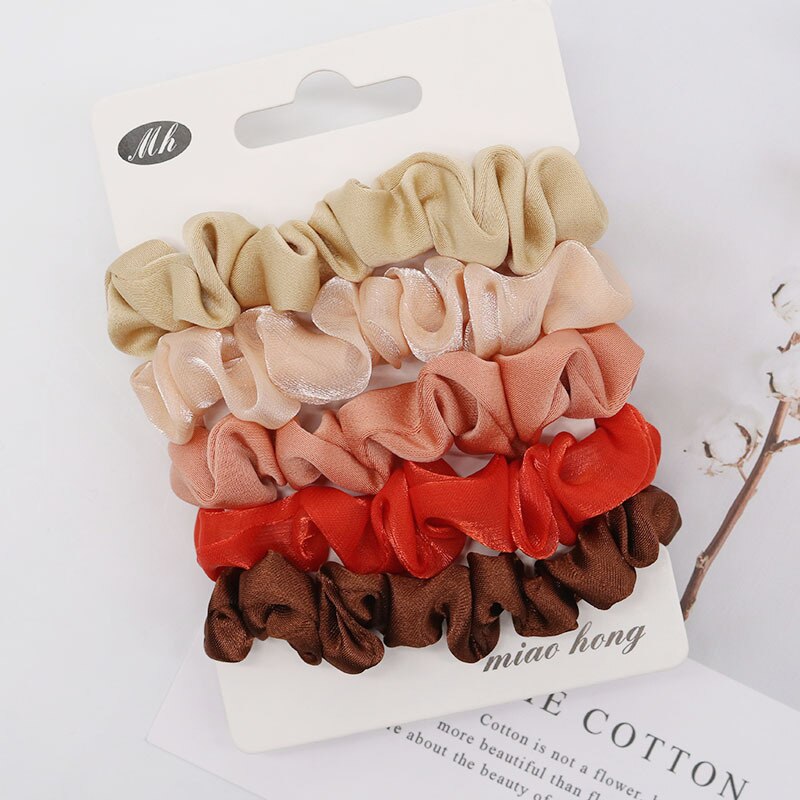 5Pcs Scrunchies Hairband Hair Tie Women for Hair Accessories Satin Scrunchies Stretch Ponytail Holders Handmade Gift Heandband daiiibabyyy