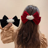 Bow Hair Clips Pearl Hair Clips Headdresses Temperament Korean Version Sweet Girly Heart Hairpins Small Fresh Hair Accessories daiiibabyyy