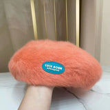Autumn and Winter Warm Candy Color Painter Hat Rabbit Fur Women Beret Women Luck Born Slogan Fashion Hat Luxury Winter Woman Hat daiiibabyyy